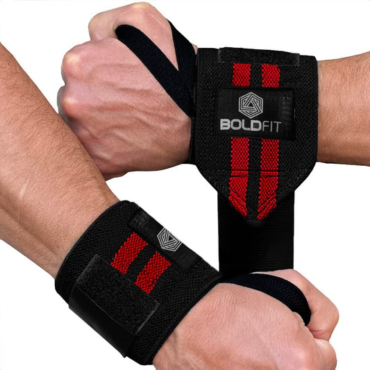 Boldfit Wrist Supporter For Gym Wrist Band - Black Red - 1 U