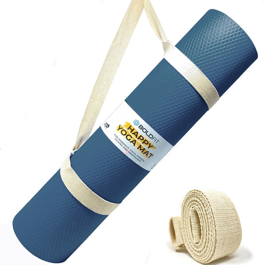 Boldfit Yoga Mat With Carrying Strap (4 mm) - Navy Blue - 1 U