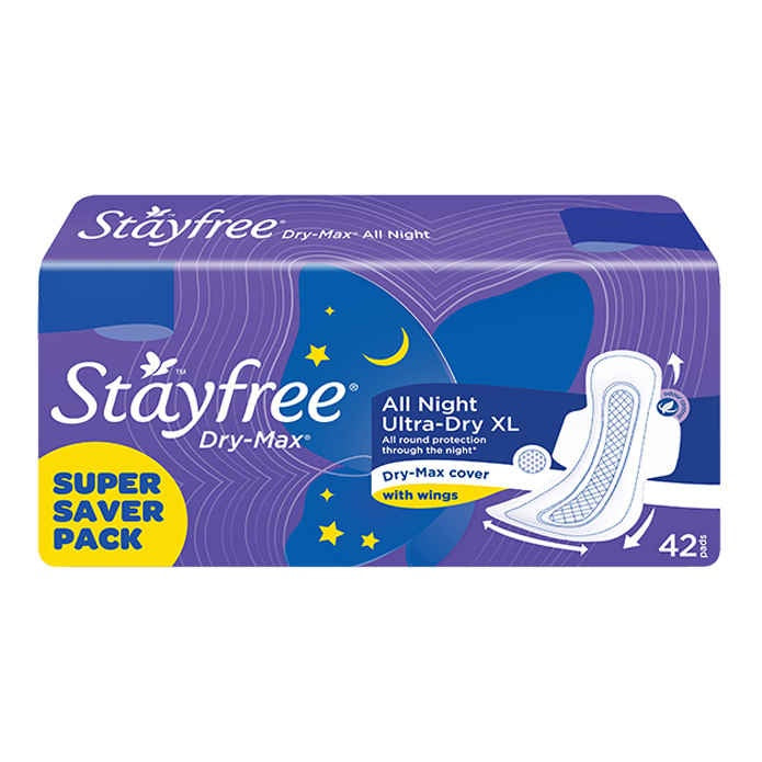 Stayfree All Night Dry Max Wings Sanpads pack of 42 pads