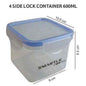Smartle 4 Side Lock Container Square 600 Ml 1 pc