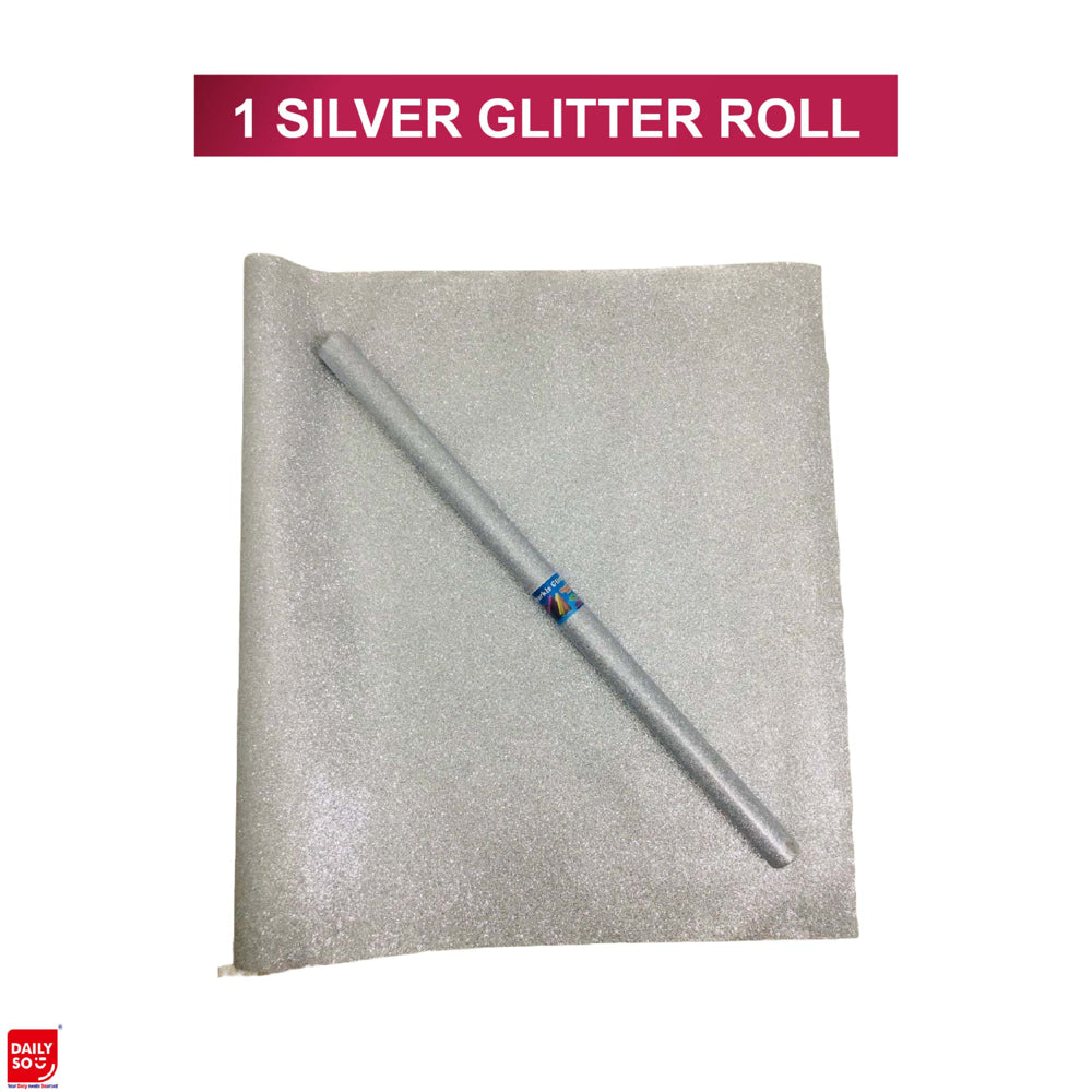 Dailyso Original Glitter Decoration Paper 55 X 100 Cm Silver - 1 U