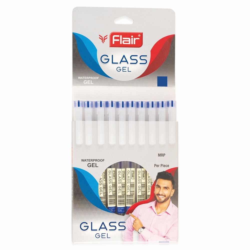 Flair Glass Gel Pen - Blue - 10 U