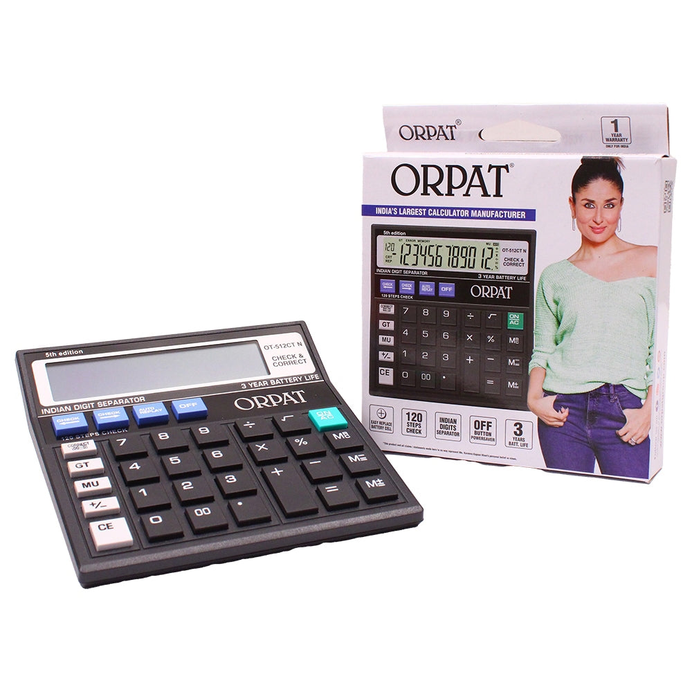 Orpat OT512 CTN 12 Digit Calculator - Black