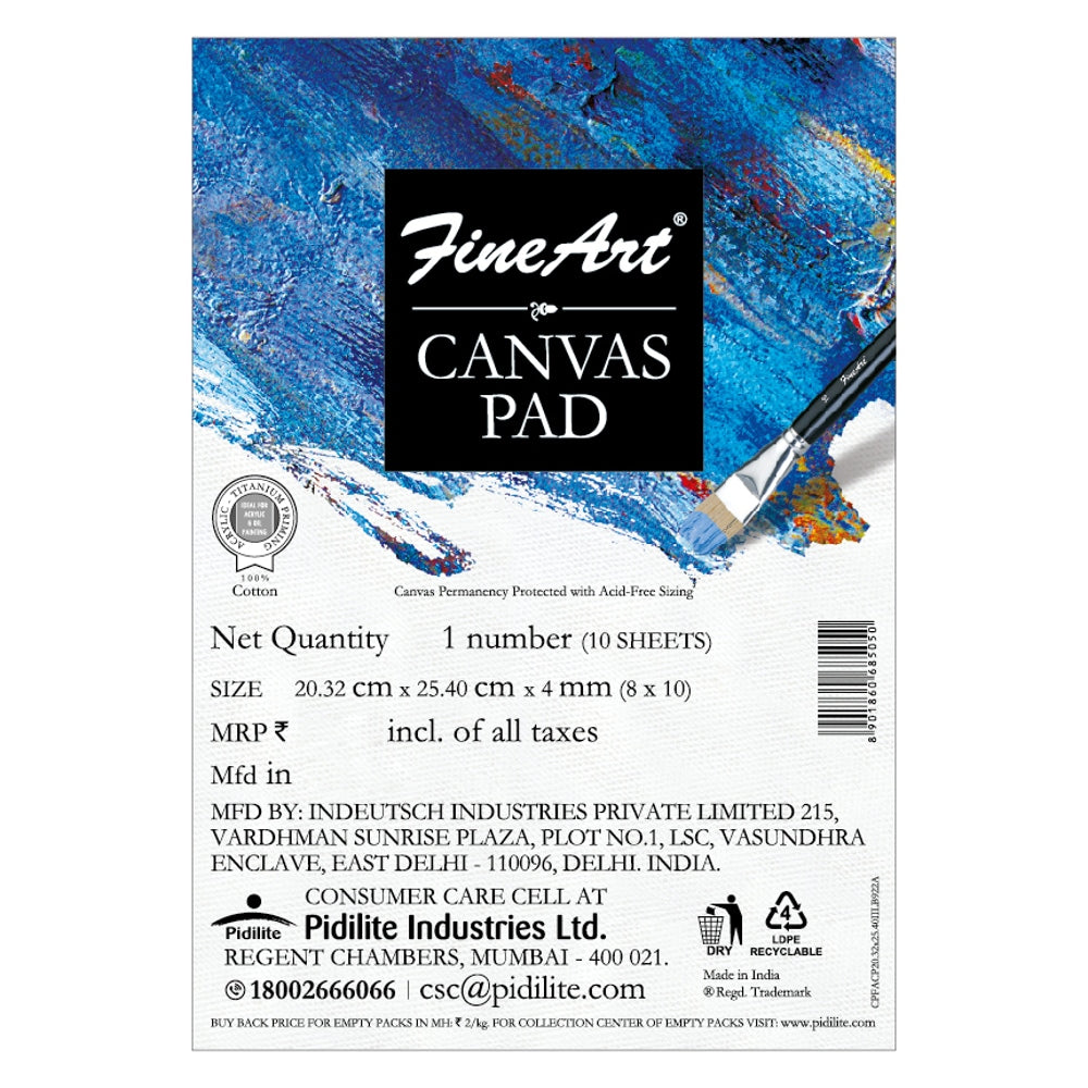Pidilite Fine Art Canvas Pad (8x 10 Inches) - 8 x 10 Inches