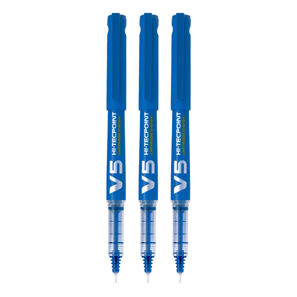 Pilot V5 Hi-tecpoint Roller Pen Blue - Pack Of 3 - 1 Unit