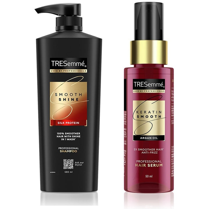 TRESemme Smooth & Shine Shampoo 580ml & Keratin Smooth Anti-Frizz Hair Serum 50ml