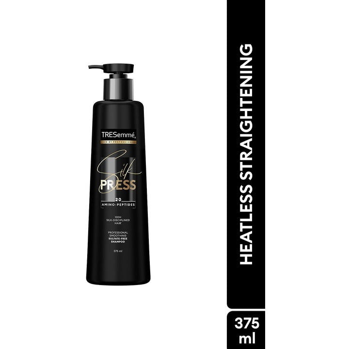 TRESemme Silk Press Smoothing Shampoo -20 Amino-Peptides for Silky Straight Hair - 375 ml