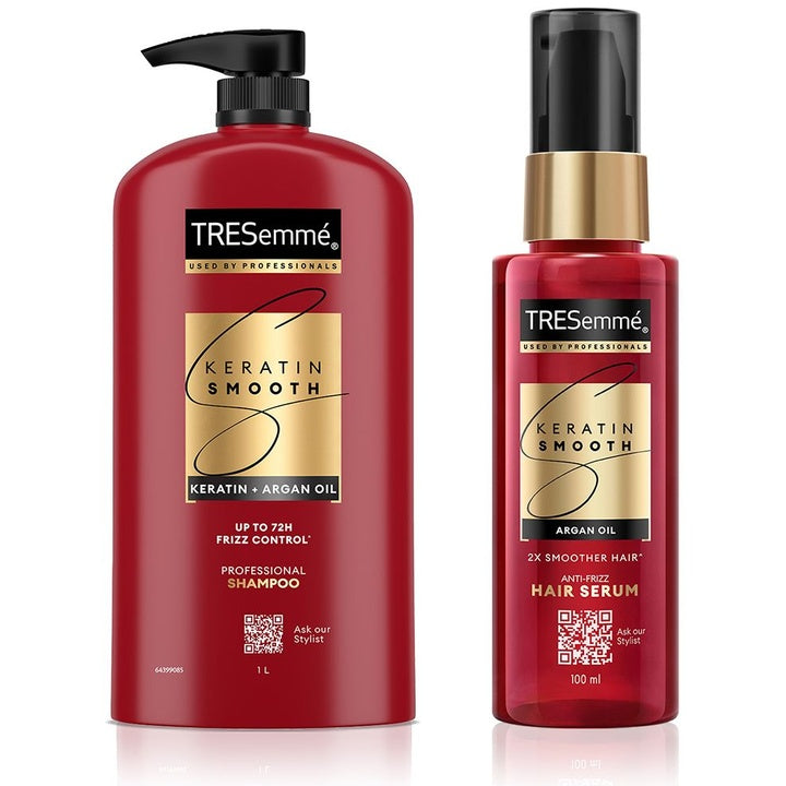 TRESemme Set of Keratin Smooth Anti-Frizz Hair Serum 100ml & Shampoo 1L