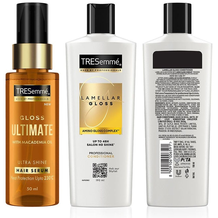 TRESemme Set of Gloss Hair Serum 50ml + Lamellar Gloss Shampoo 580ml + Conditioner 190ml