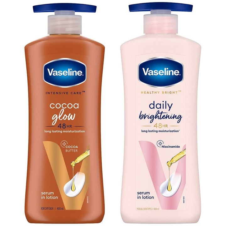 Vaseline 2Pcs Cocoa Glow & Daily Brightening Body Lotions - 400ml each