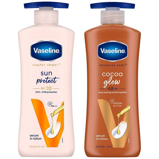 Vaseline 2Pcs Cocoa Glow & Sun & Pollution Protection Body Lotion - 400ml each