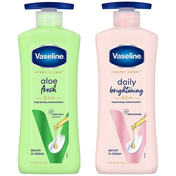 Vaseline 2Pcs Aloe Fresh & Daily Brightening Body Lotions - 400ml each