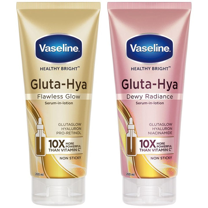 Vaseline Set Of 2 Gluta Hya Serum-in-Lotion - Dewy Radiance & Flawless Glow - 200ml Each