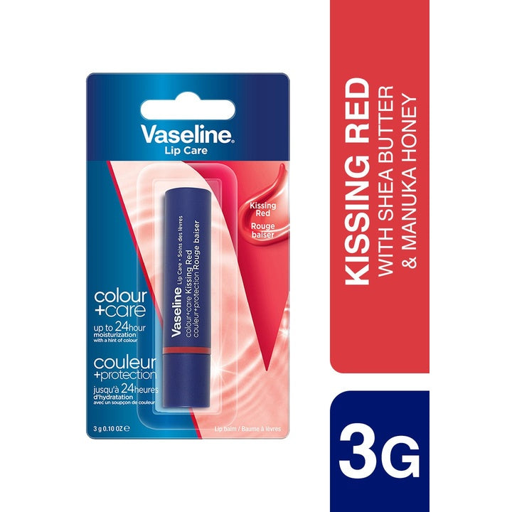 Vaseline Colour+Care Tinted Lip Balm Stick with Shea Butter 3g - Kissing Red