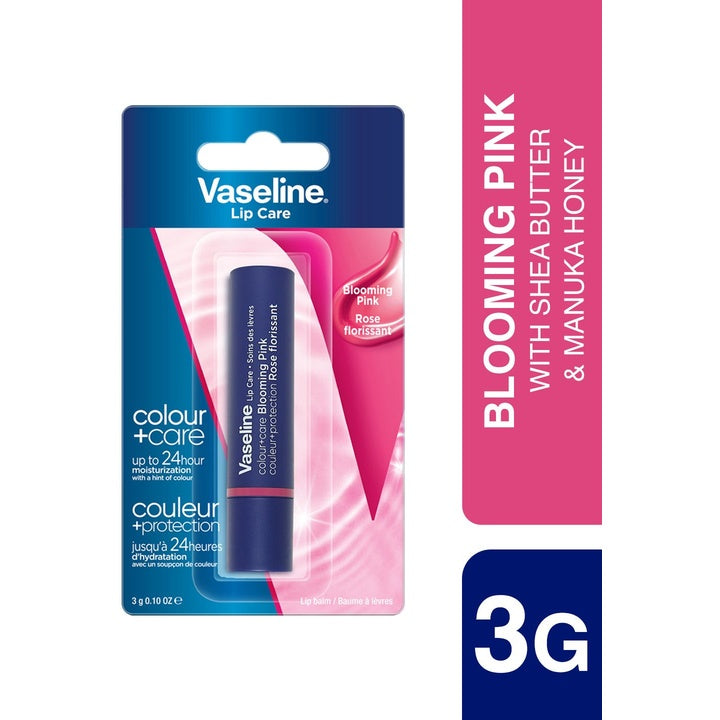 Vaseline Colour+Care Tinted Lip Balm Stick with Shea Butter 3g - Blooming Pink