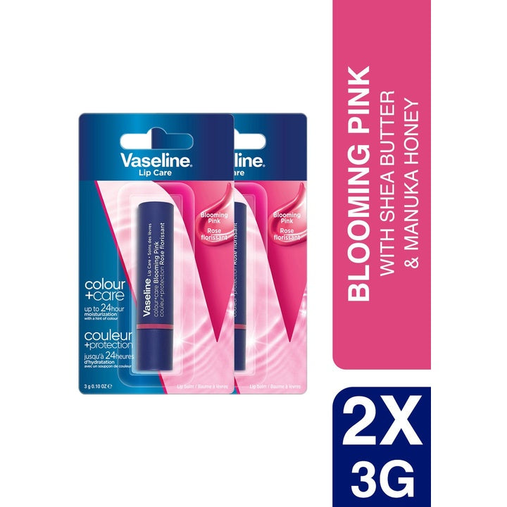 Vaseline Set of 2 Colour+Care Tinted Lip Balm with Manuka Honey - Blooming Pink