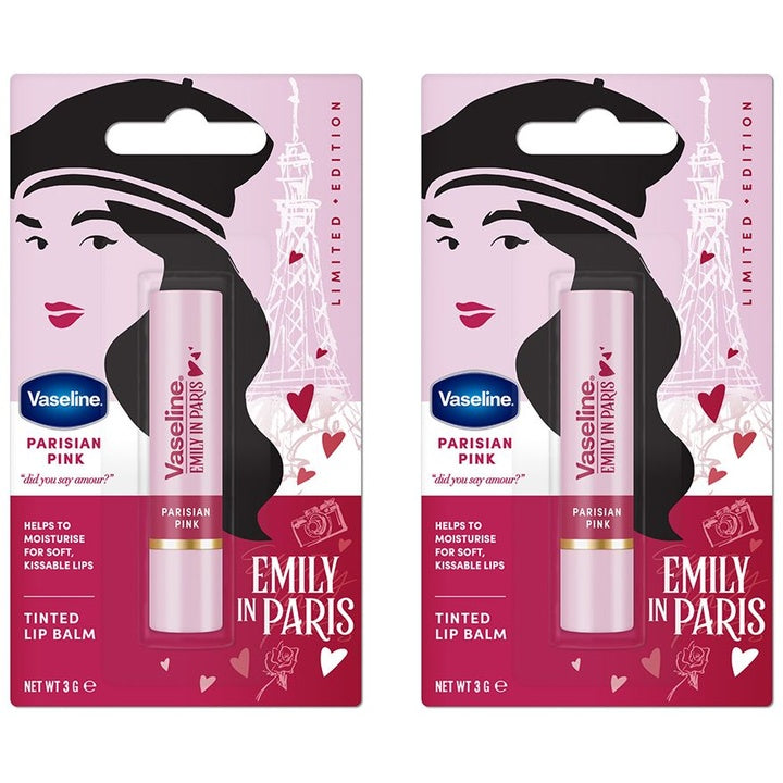 Vaseline Set of 2 Emily in Paris Limited Edition Lip Balm Stick 3g Each- Parisian Pink