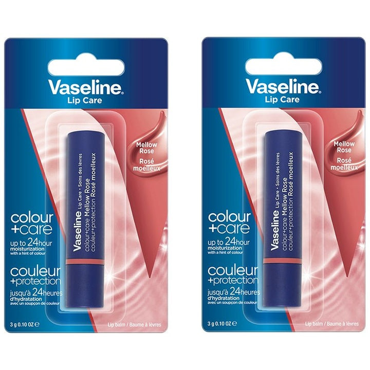 Vaseline Set of 2 Colour+Care Tinted Lip Balm Stick with Shea Butter 3g Each - Mellow Rose