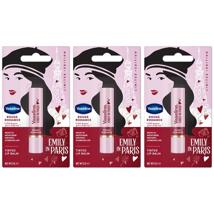 Vaseline Set of 3 Emily in Paris Limited Edition Lip Balm Stick 3g Each - Rouge Romance