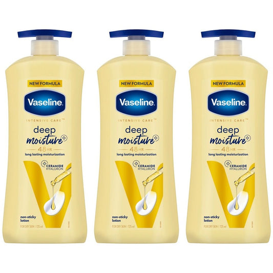 Vaseline Set of 3 Deep Moisture Body Lotion with Ceramide Hyaluron - 725 ml Each