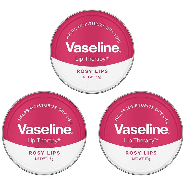 Vaseline Set of 3 Lip Therapy Tins For Moisturised & Soft Lips 17g each - Rosy Lips