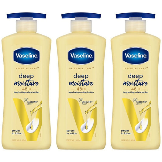 Vaseline Set of 3 Deep Moisture Body Lotion for Cushion Soft Skin - 400ml each