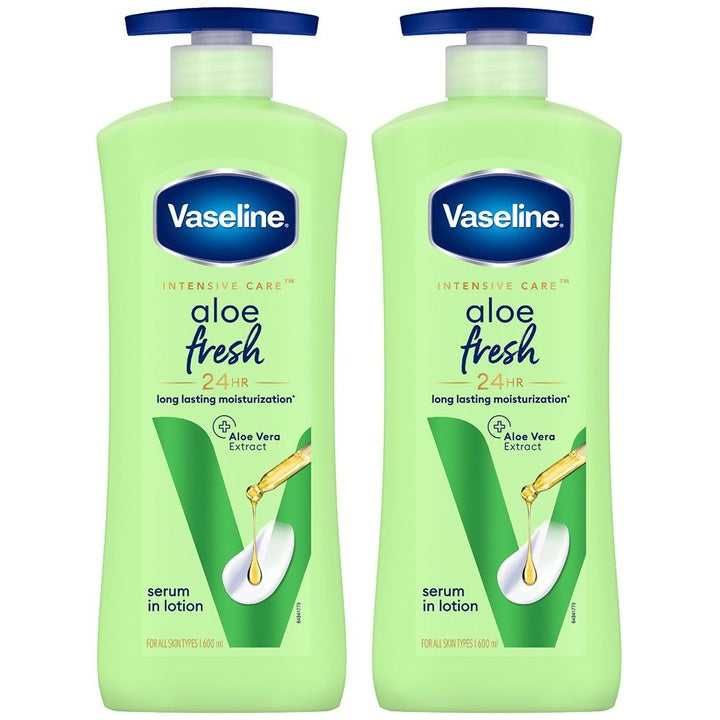 Vaseline Set Of 2 Aloe Fresh 24 Hrs Long Lasting Body Lotion - 600ml Each