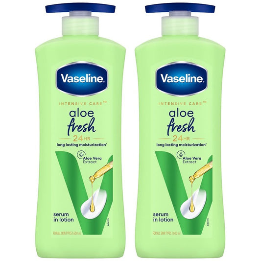 Vaseline Set Of 2 Aloe Fresh 24 Hrs Long Lasting Body Lotion - 600ml Each
