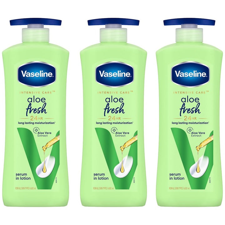 Vaseline Set Of 3 Aloe Fresh Long Lasting Hydrating Body Lotion - 600ml Each