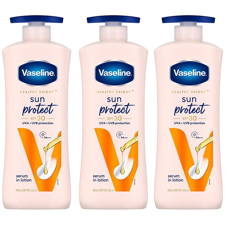 Vaseline Set Of 3 Sun Protect SPF 30 UVA + UVB Protection Body Lotion - 600ml Each