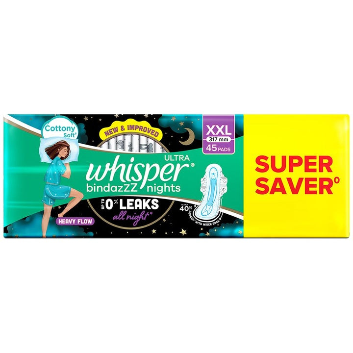 Whisper Set of 3 Ultra Bindazzz Nights XXL Sanitary Pads - 15 Pads each