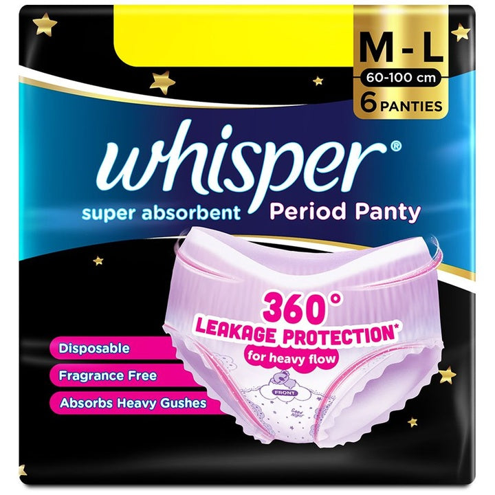 Whisper Super Absorbent Period Panty - 6 M-L Pants