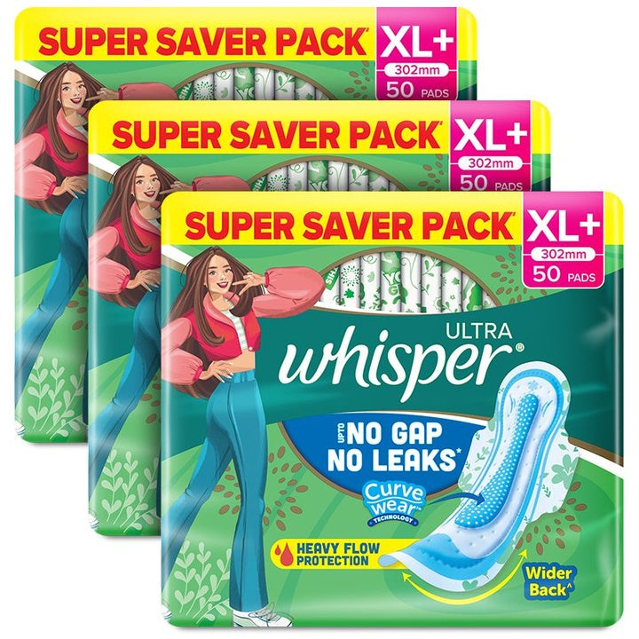 Whisper Set of 3 Ultra Clean XL+ Sanitary Pads - 50 Pads each