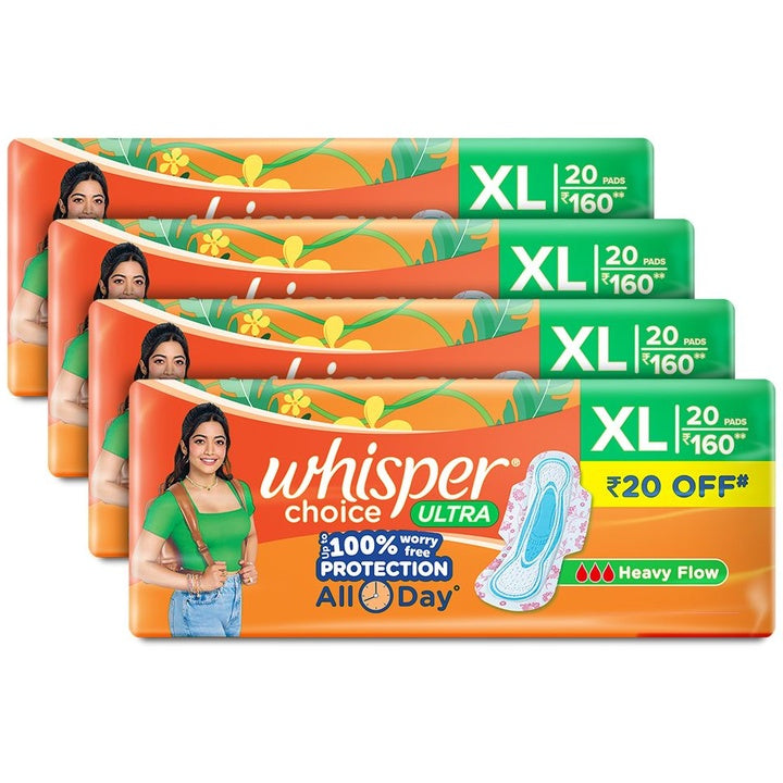 Whisper Set of 4 Choice Ultra XL+ Sanitary Pads - 20 Pads each