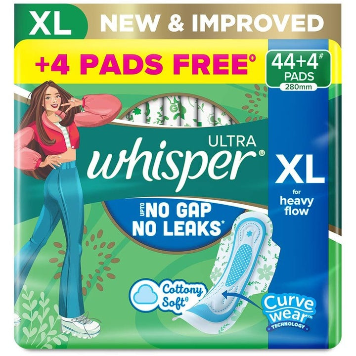 Whisper Ultra Upto No Gap No Leaks Sanitary Pads - 48 XL Pads