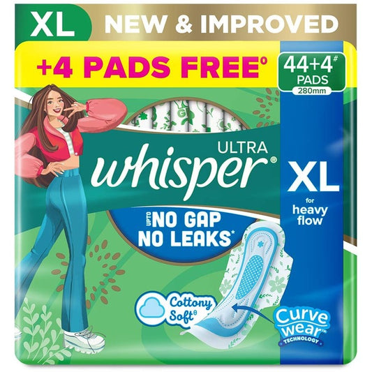 Whisper Ultra Upto No Gap No Leaks Sanitary Pads - 48 XL Pads