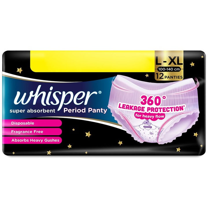Whisper Super Absorbent Period Panty - 12 L-XL Pants