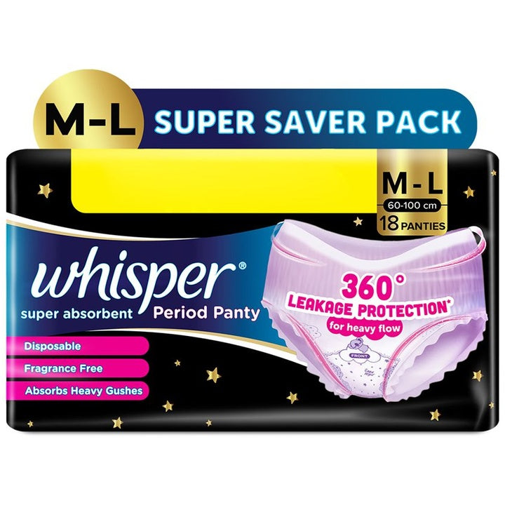 Whisper Super Absorbent Period Panty - 18 M-L Pants